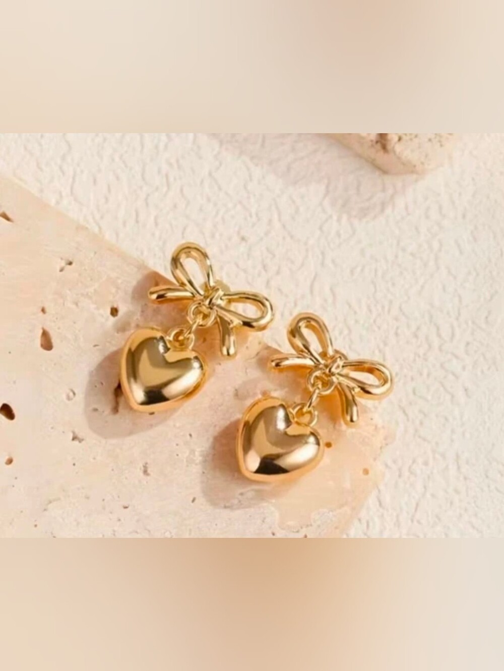 $8 Each Or Bundle 5/$20 Dainty Gold Heart Bow Drop Earrings